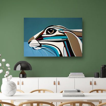 Abstracte kleurrijke kunst van een konijn canvas met baklijst