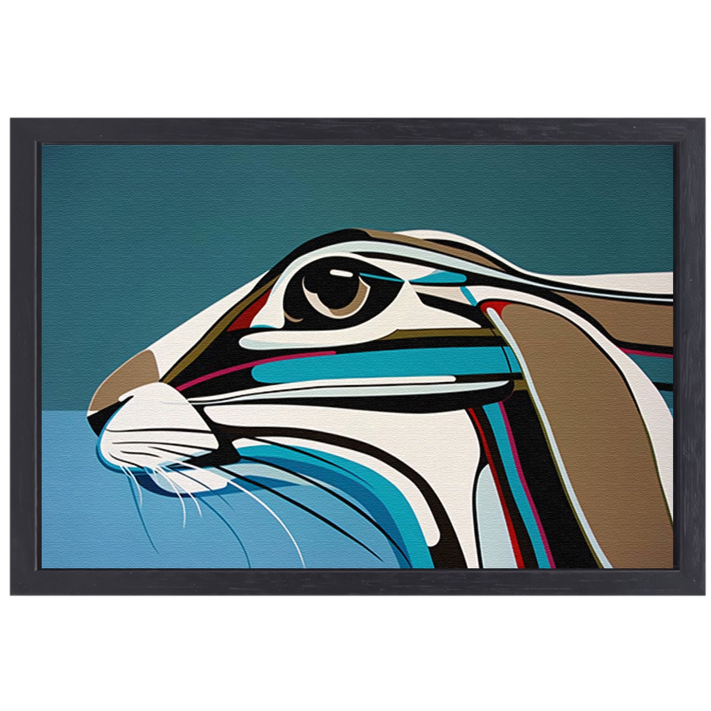 Abstracte kleurrijke kunst van een konijn canvas met baklijst