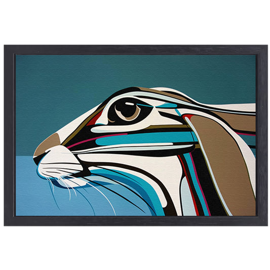 Abstracte kleurrijke kunst van een konijn canvas met baklijst