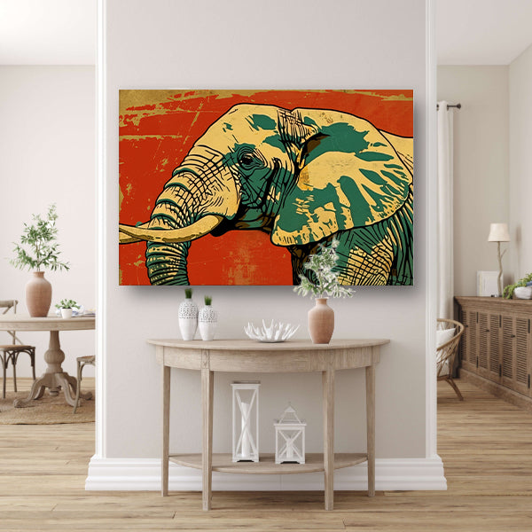 Kleurrijke moderne kunst olifant schilderij acrylglas