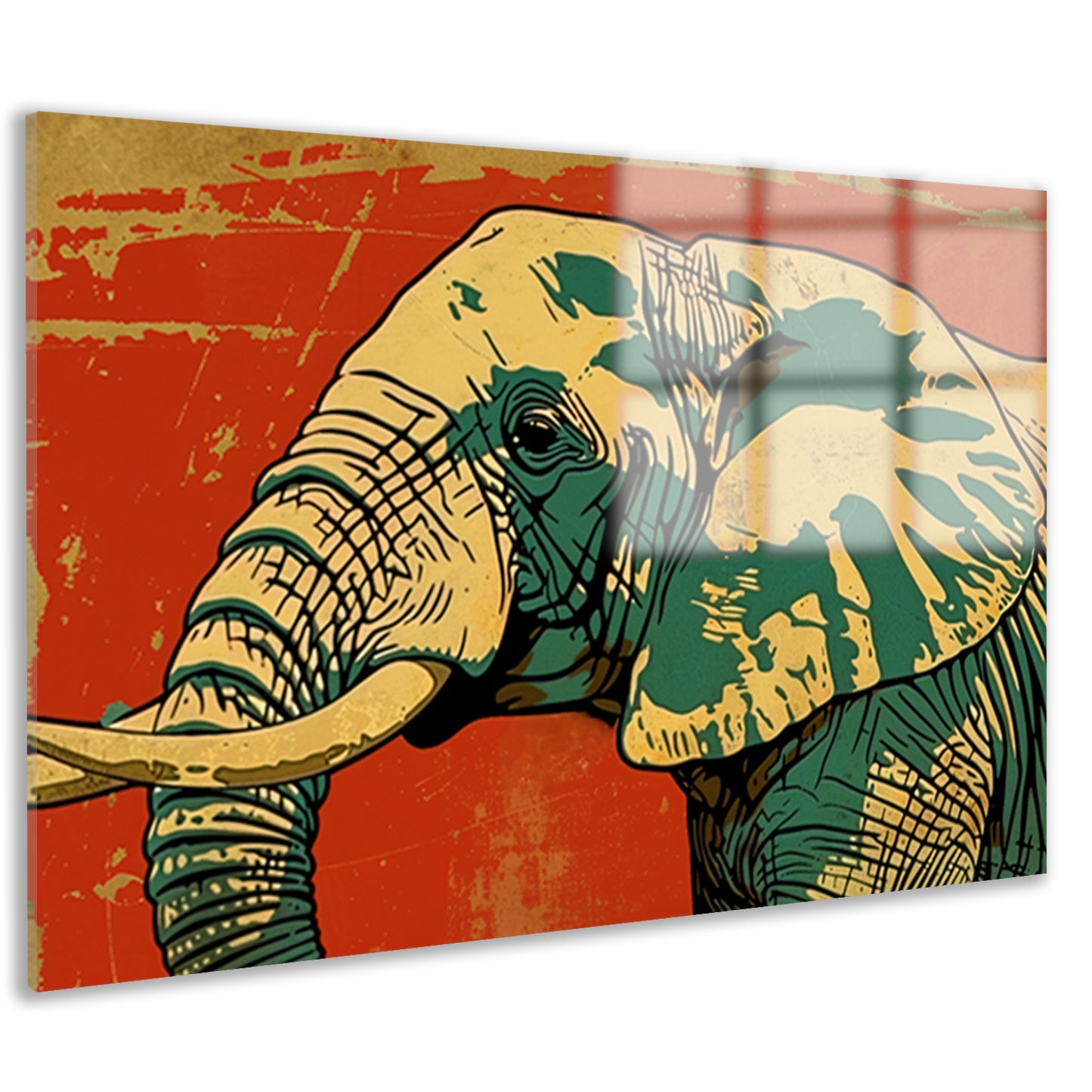 Kleurrijke moderne kunst olifant schilderij acrylglas