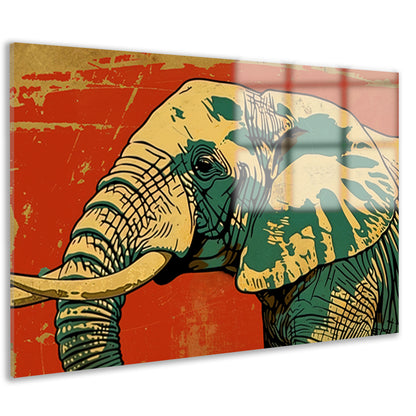 Kleurrijke moderne kunst olifant schilderij acrylglas