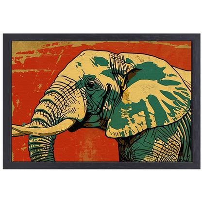 Kleurrijke moderne kunst olifant schilderij canvas met baklijst
