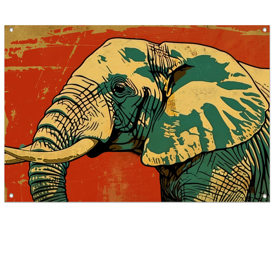 Kleurrijke moderne kunst olifant schilderij tuinposter