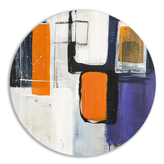 Abstract geometrisch schilderij in moderne stijl aluminium muurcirkel