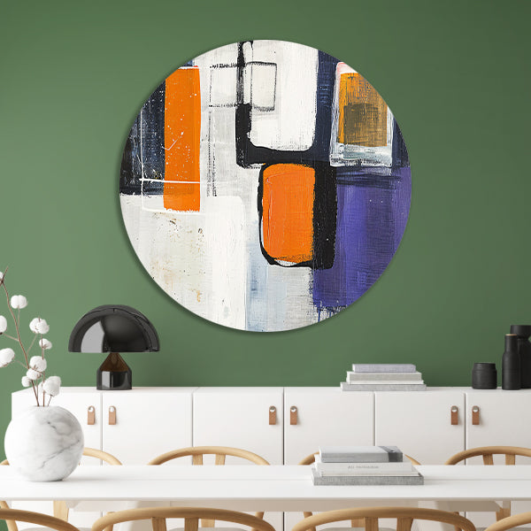 Abstract geometrisch schilderij in moderne stijl aluminium muurcirkel