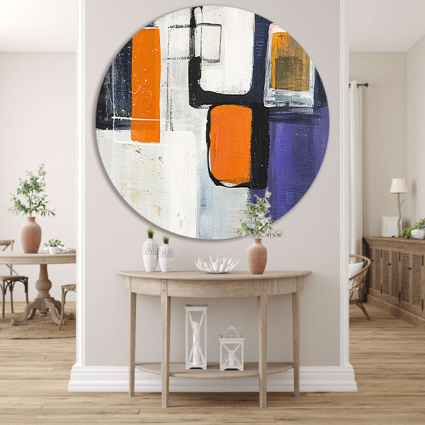 Abstract geometrisch schilderij in moderne stijl aluminium muurcirkel
