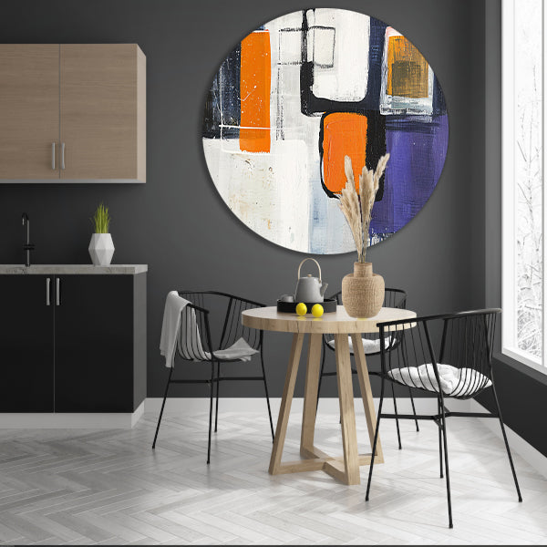 Abstract geometrisch schilderij in moderne stijl aluminium muurcirkel