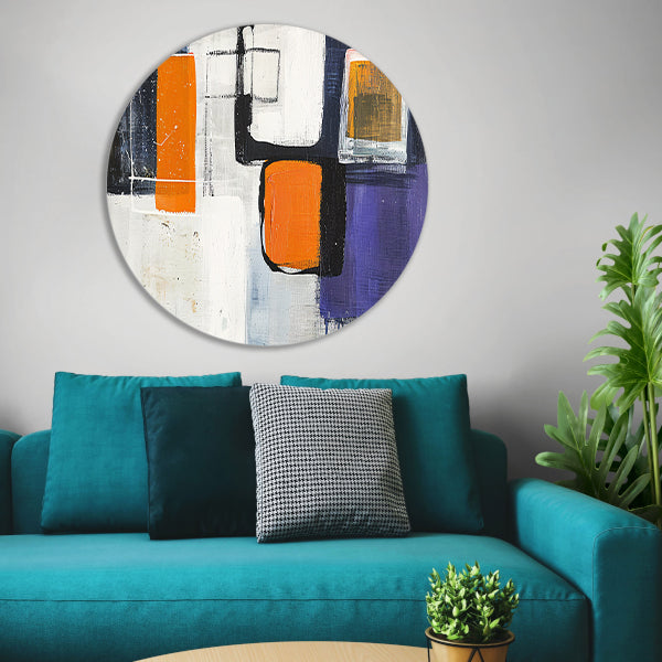 Abstract geometrisch schilderij in moderne stijl aluminium muurcirkel