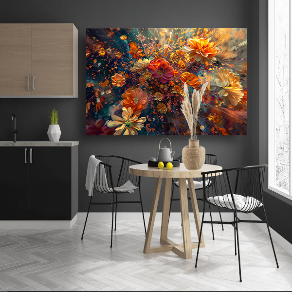 Levendige kleurenexplosie van bloemen in kunst canvas