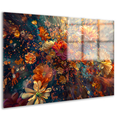 Levendige kleurenexplosie van bloemen in kunst acrylglas