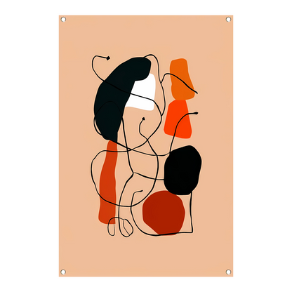 Abstracte Vormen en Lijnen in Oranje en Zwart tuinposter