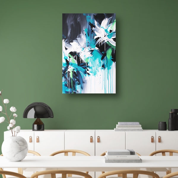 Abstract dynamisch kunstwerk met kleurrijke penseelstreken poster