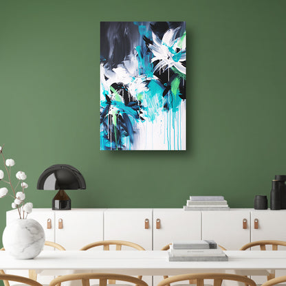 Abstract dynamisch kunstwerk met kleurrijke penseelstreken poster