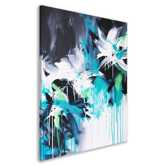Abstract dynamisch kunstwerk met kleurrijke penseelstreken canvas