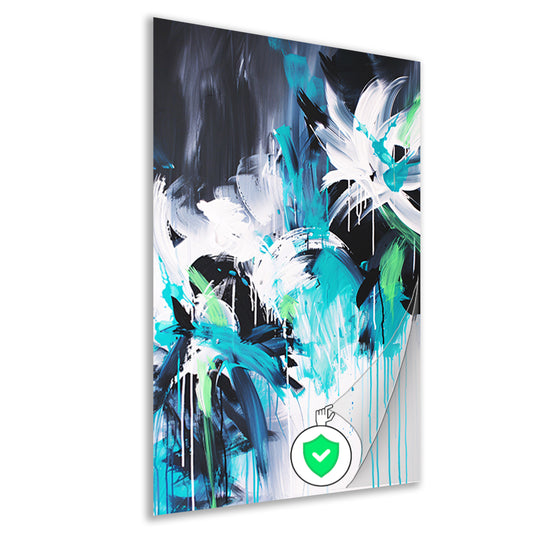 Abstract dynamisch kunstwerk met kleurrijke penseelstreken poster