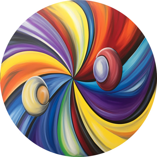 Dynamisch Universum van Abstracte Kleuren aluminium muurcirkel