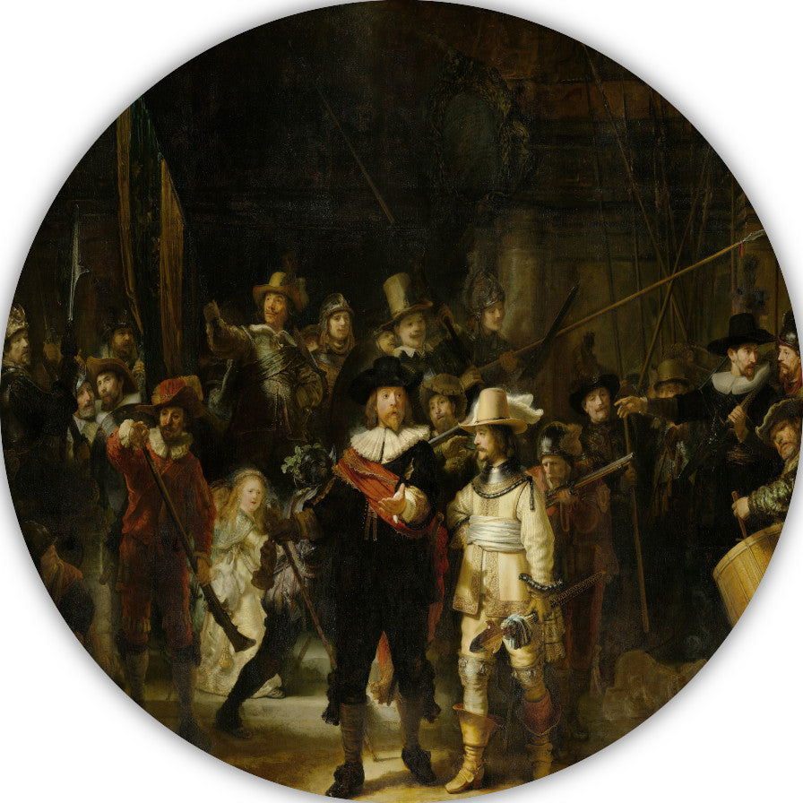 De Nachtwacht - Rembrandt van Rijn aluminium muurcirkel