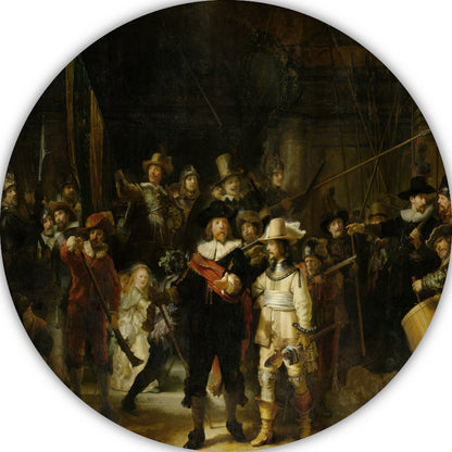 De Nachtwacht - Rembrandt van Rijn aluminium muurcirkel