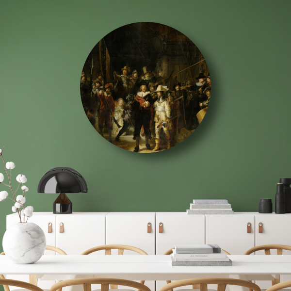 De Nachtwacht - Rembrandt van Rijn aluminium muurcirkel