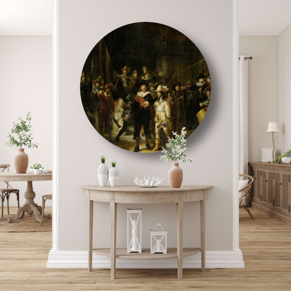 De Nachtwacht - Rembrandt van Rijn aluminium muurcirkel