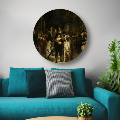 De Nachtwacht - Rembrandt van Rijn aluminium muurcirkel