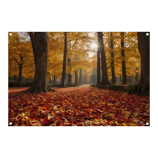 Herfstbladeren en Zonnestralen in het Bos tuinposter