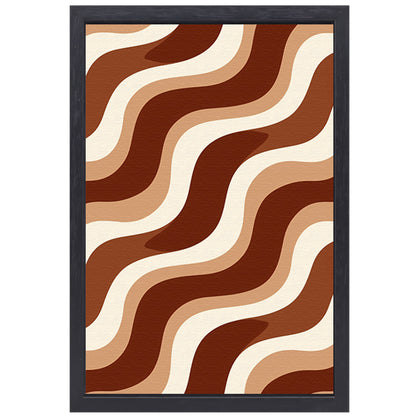 Abstracte golvende patronen in bruine tinten canvas met baklijst