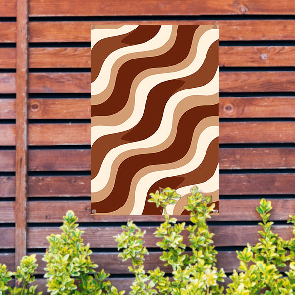 Abstracte golvende patronen in bruine tinten tuinposter