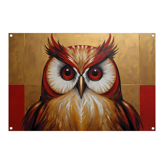 Majestueuze Uil in Moderne Kunst op Goud tuinposter