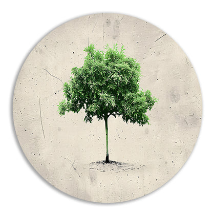 Realistische boom in minimalistische kunststijl aluminium muurcirkel