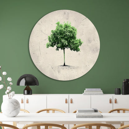 Realistische boom in minimalistische kunststijl aluminium muurcirkel