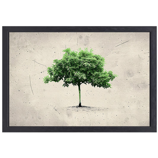 Realistische boom in minimalistische kunststijl canvas met baklijst