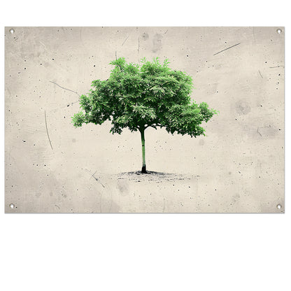 Realistische boom in minimalistische kunststijl tuinposter