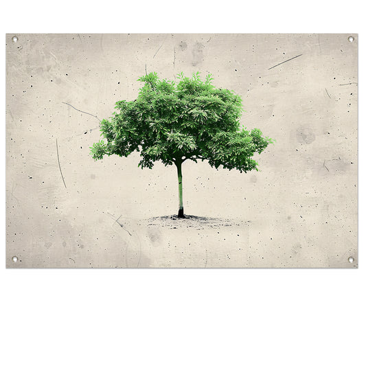 Realistische boom in minimalistische kunststijl tuinposter