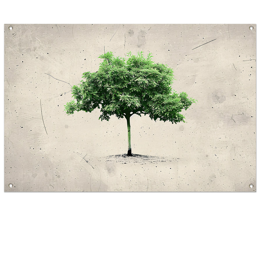 Realistische boom in minimalistische kunststijl tuinposter