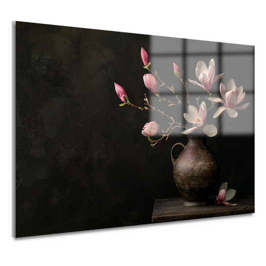 Antieke Vaas met Bloeiende Magnolia Tak acrylglas