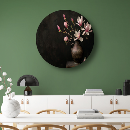 Antieke Vaas met Bloeiende Magnolia Tak forex muurcirkel