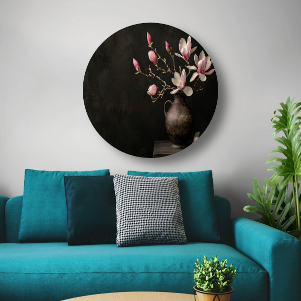 Antieke Vaas met Bloeiende Magnolia Tak forex muurcirkel