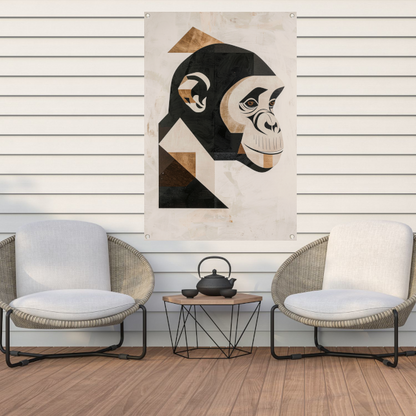 Abstracte Monochrome Aap Geometrie Kunstwerk tuinposter
