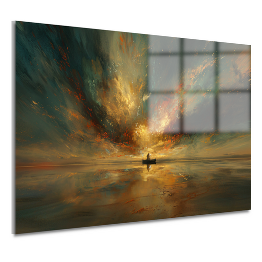 Impressionistische boot op woeste zee acrylglas