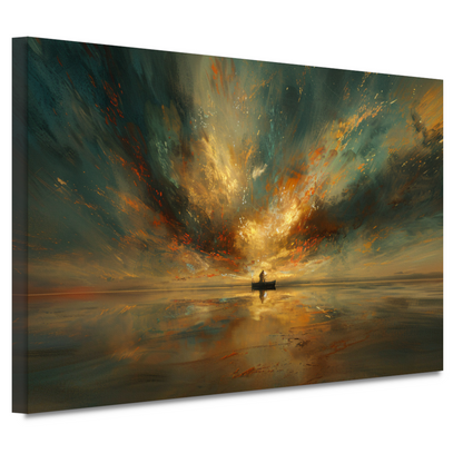Impressionistische boot op woeste zee canvas