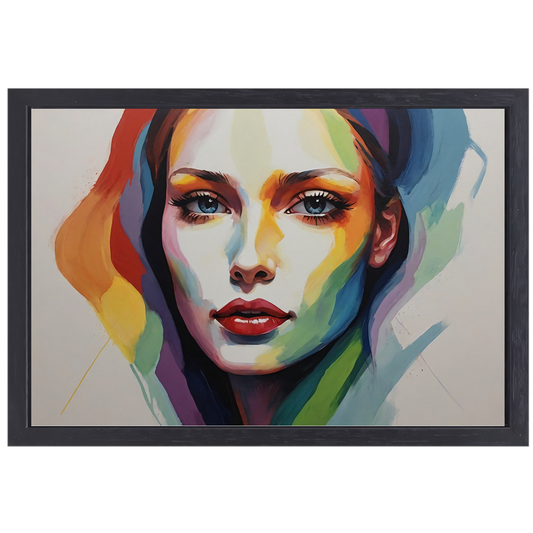 Kleurrijke Vrouwelijke Gratie in Moderne Kunst canvas met baklijst