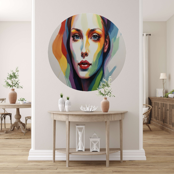 Kleurrijke Vrouwelijke Gratie in Moderne Kunst forex muurcirkel