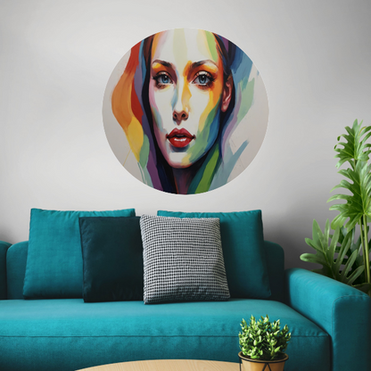 Kleurrijke Vrouwelijke Gratie in Moderne Kunst aluminium muurcirkel