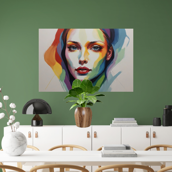 Kleurrijke Vrouwelijke Gratie in Moderne Kunst canvas met baklijst
