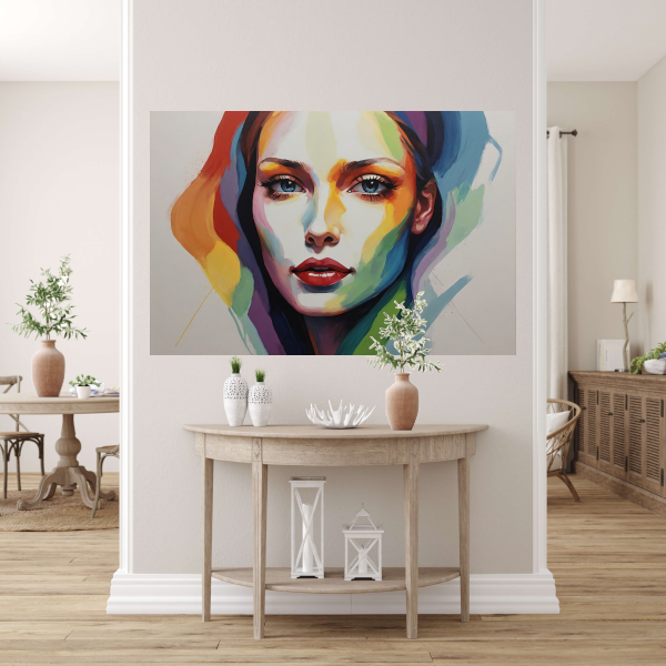 Kleurrijke Vrouwelijke Gratie in Moderne Kunst canvas met baklijst