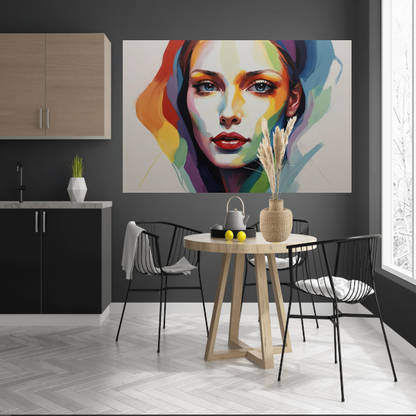 Kleurrijke Vrouwelijke Gratie in Moderne Kunst canvas met baklijst