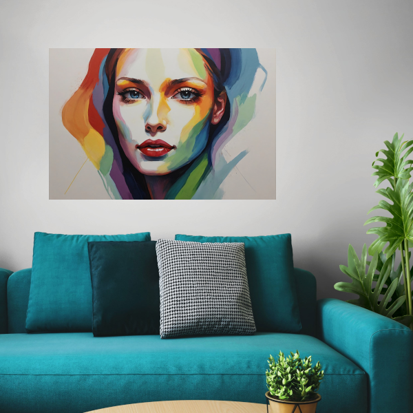 Kleurrijke Vrouwelijke Gratie in Moderne Kunst canvas met baklijst