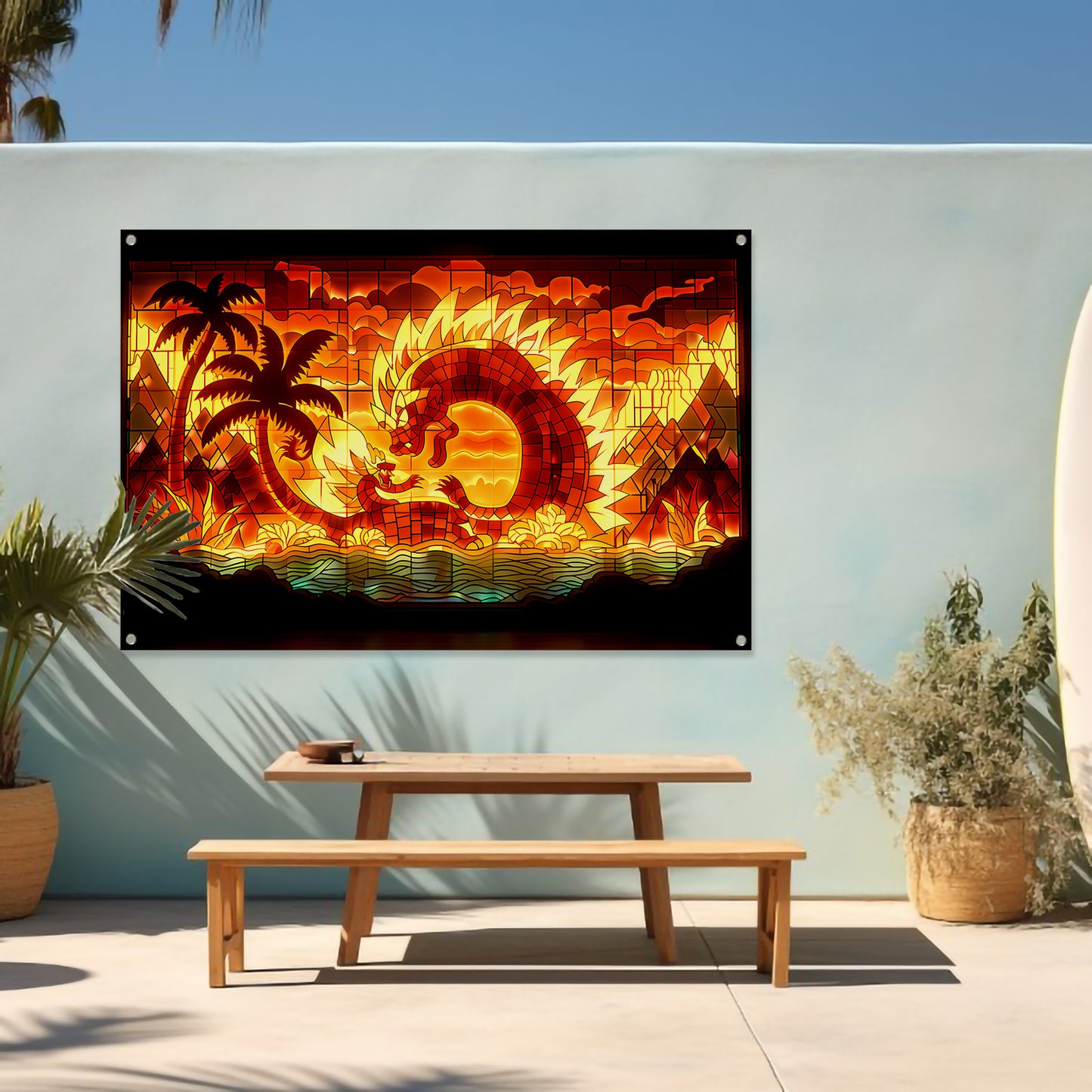 Art Nouveau Drakenraam tuinposter